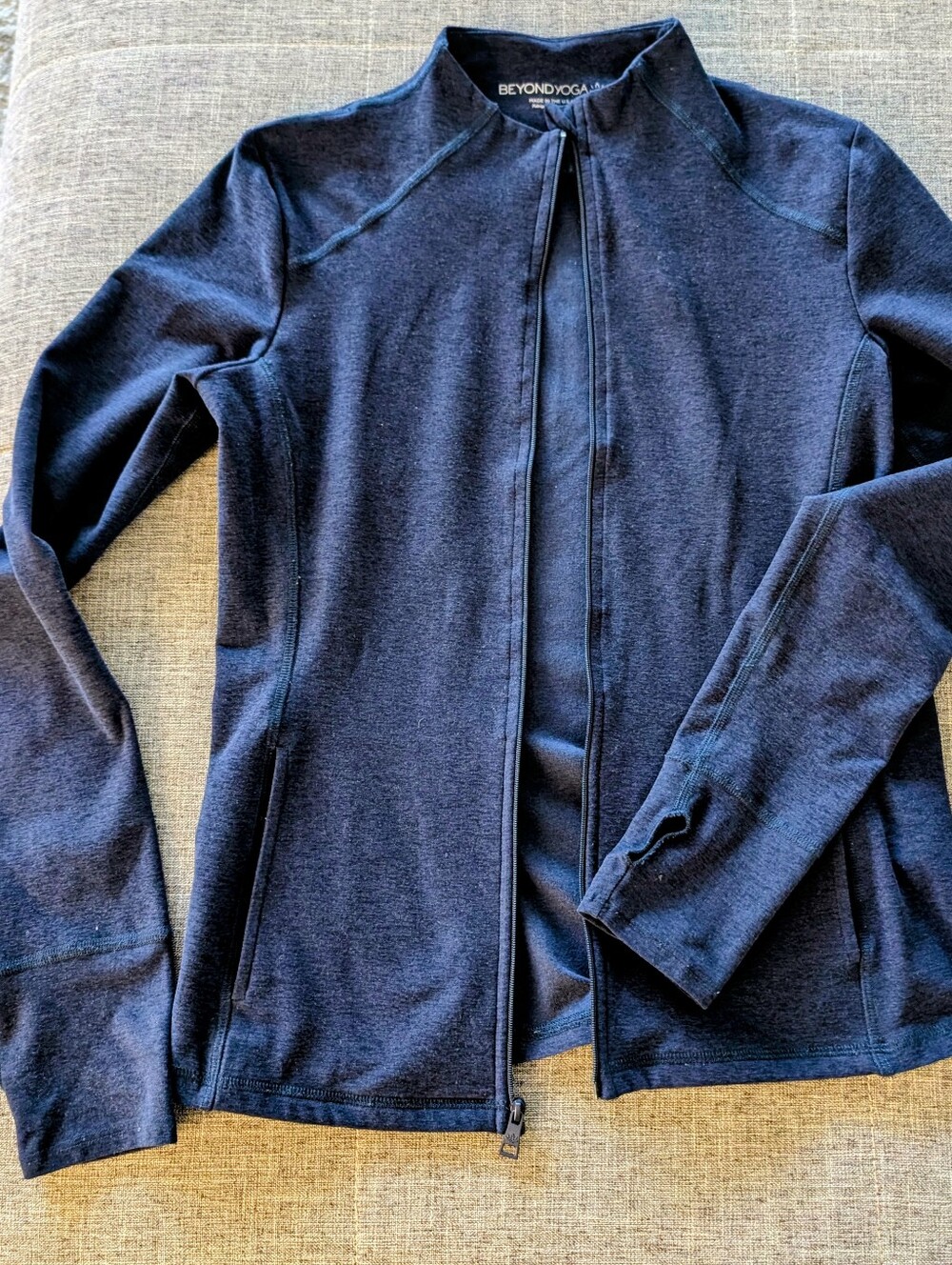 Beyond Yoga Spacedye On The Go Mock Navy Zip-Up Jacket